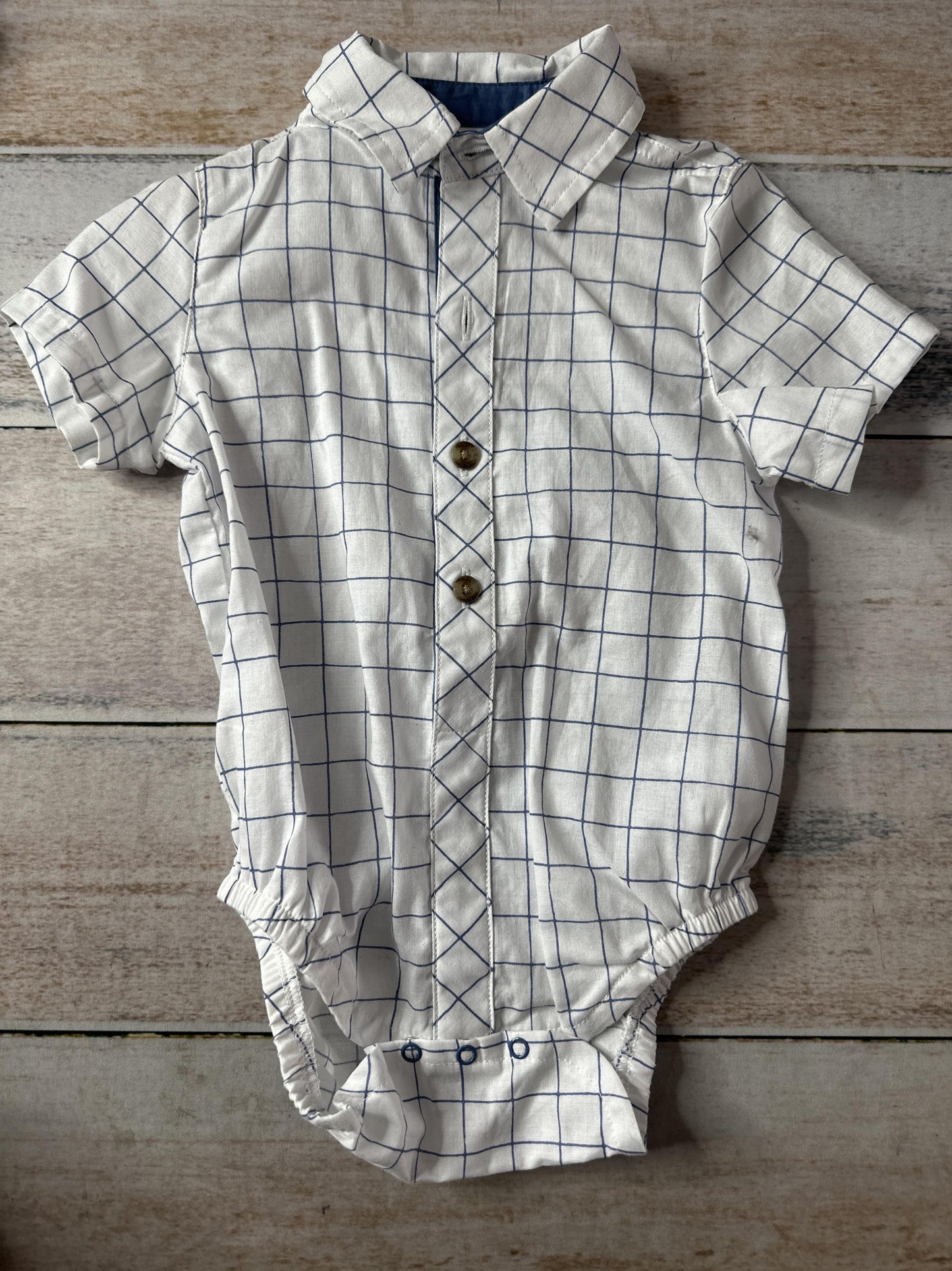 Cat & Jack Boys White | Light Blue Button Down Short Sleeve Size: 12 months White | Light Blue