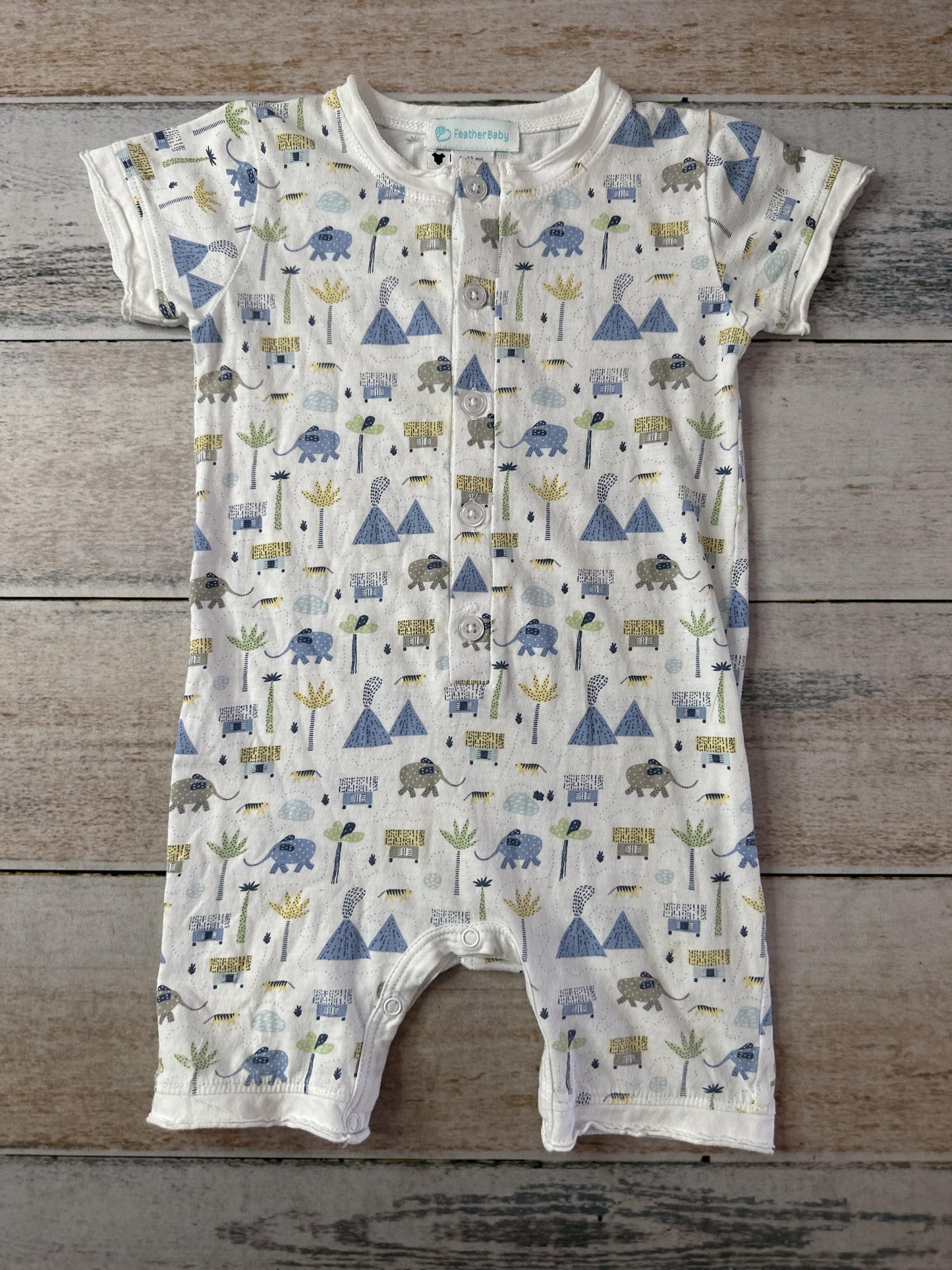 Unisex White | Light Blue Romper Size: 9-12 Months White | Light Blue