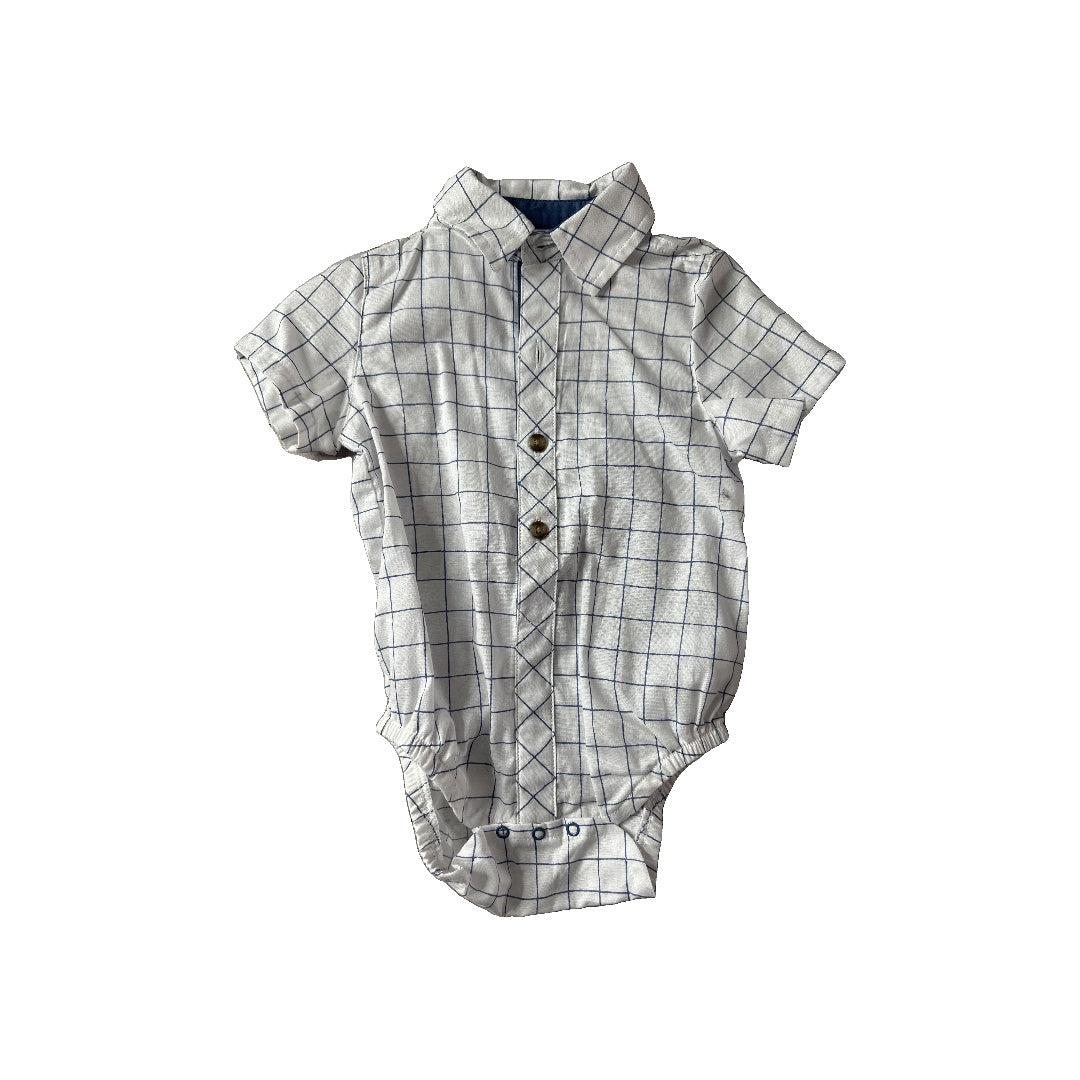 Cat & Jack Boys White | Light Blue Button Down Short Sleeve Size: 12 months White | Light Blue