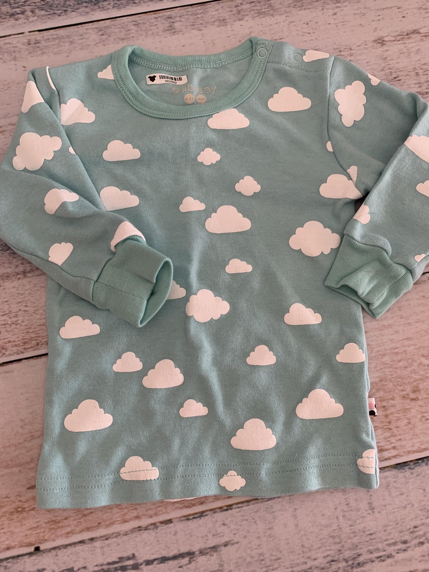 Babysoy Unisex White | Light Blue Pajamas Size: 6-12 months White | Light Blue