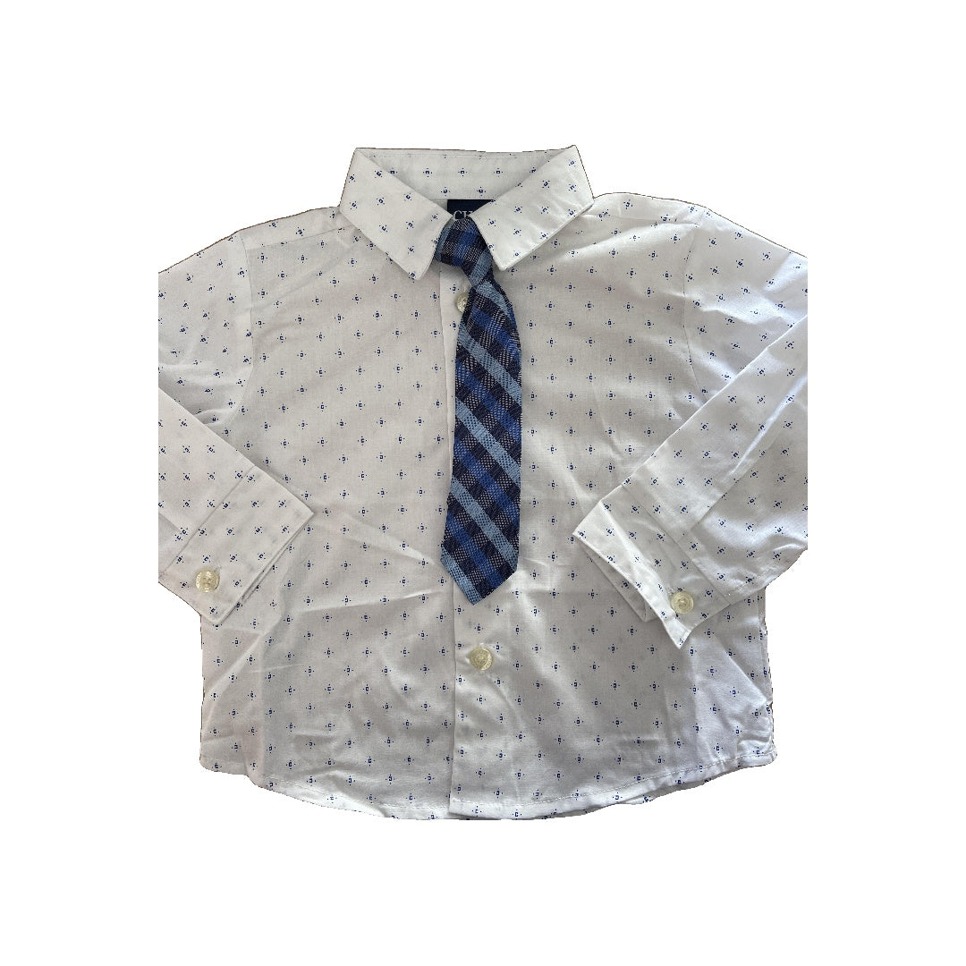 Chaps Boys White | Light Blue Button Down Short Sleeve Size: 12 months White | Light Blue