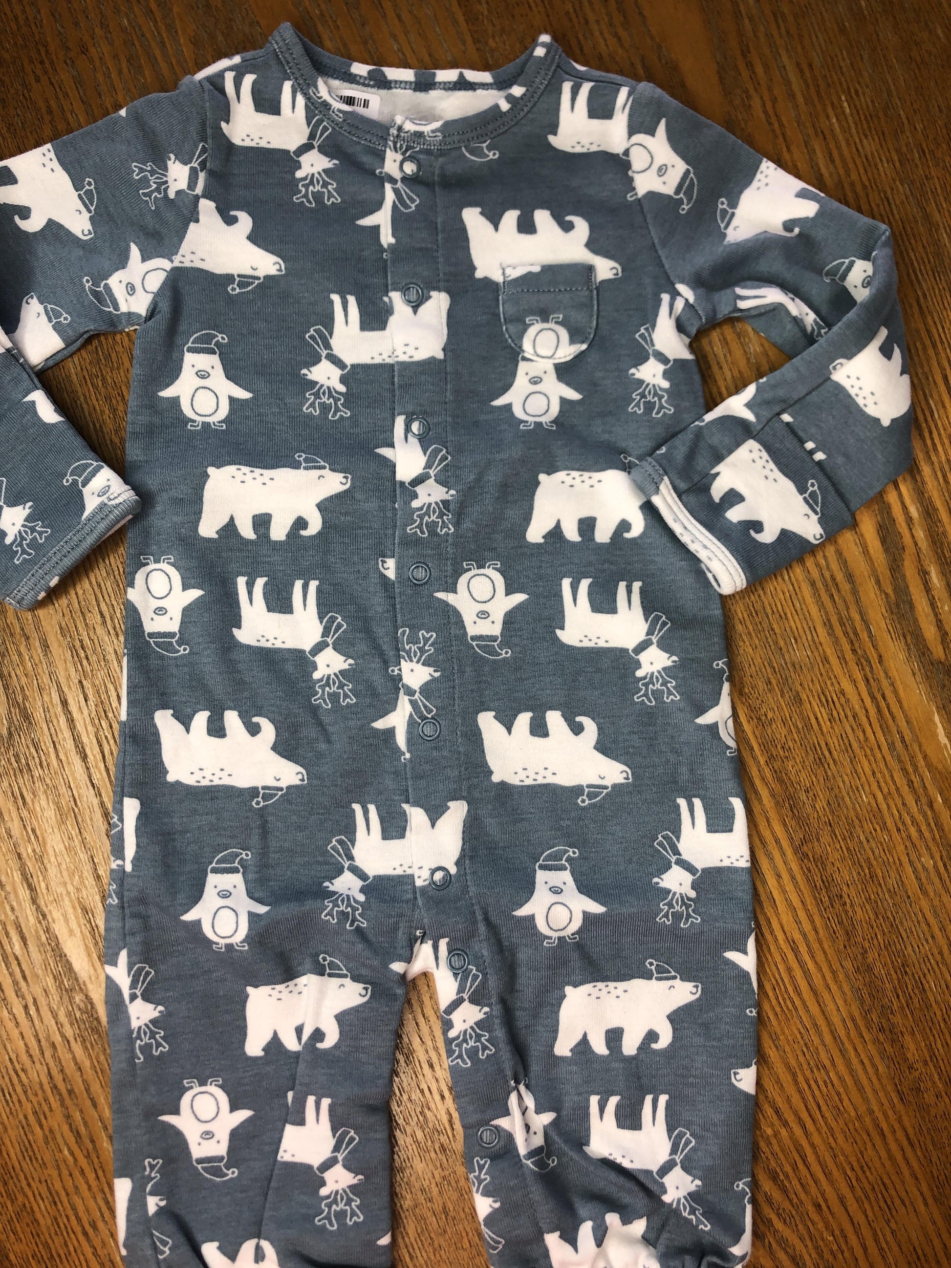 Carters Unisex White | Light Blue Pajamas Size: 0-3 months White | Light Blue
