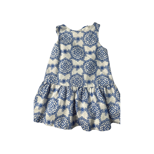 Janie and Jack Girls White | Light Blue Dress Size: 12-18 months White | Light Blue