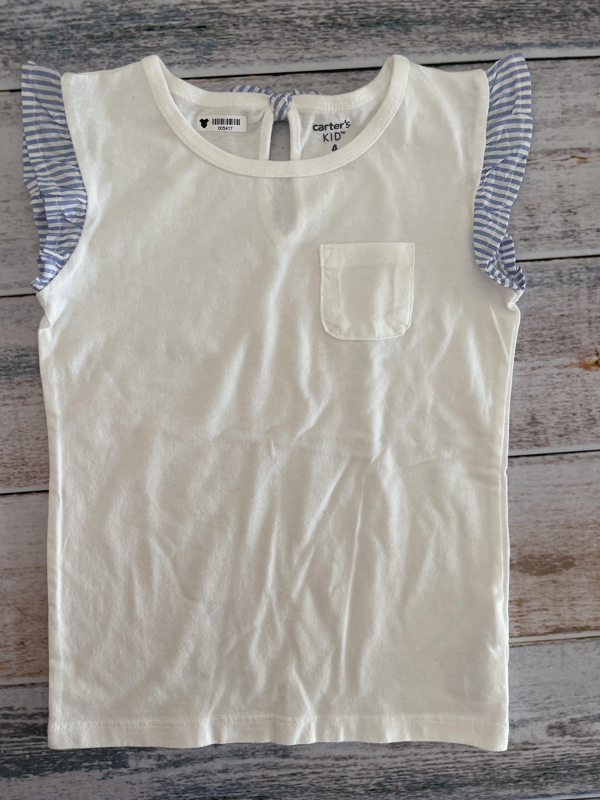 Carters Girls White | Light Blue T-Shirt Size: 4T White | Light Blue