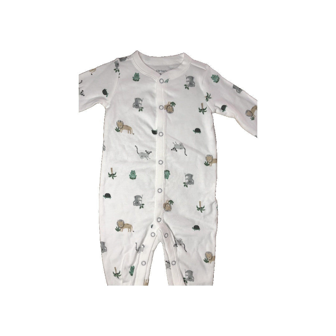 Carters Unisex White | light green | Grey Pajamas Size: 9 months White | light green | Grey
