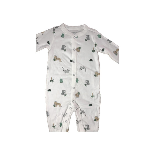 Carters Unisex White | light green | Grey Pajamas Size: 9 months White | light green | Grey