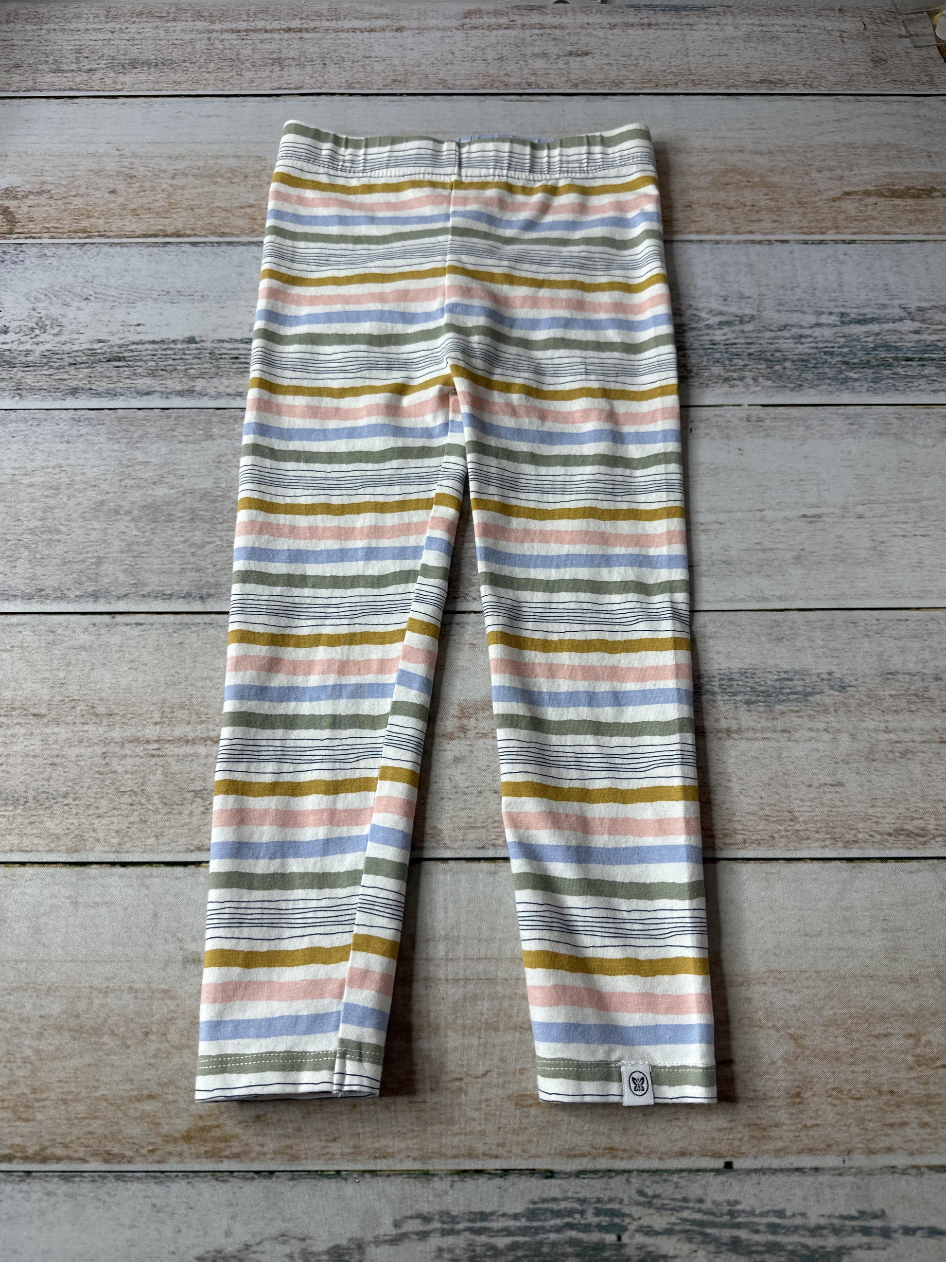 Honest Co Girls White | light green | Light Blue | pink | Yellow | Stripe Pants Size: 4T White | light green | Light Blue | pink | Yellow | Stripe