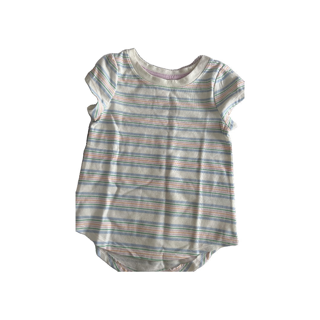 Cat & Jack Girls White | light green | pink | Stripe T-Shirt Size: 2T White | light green | pink | Stripe
