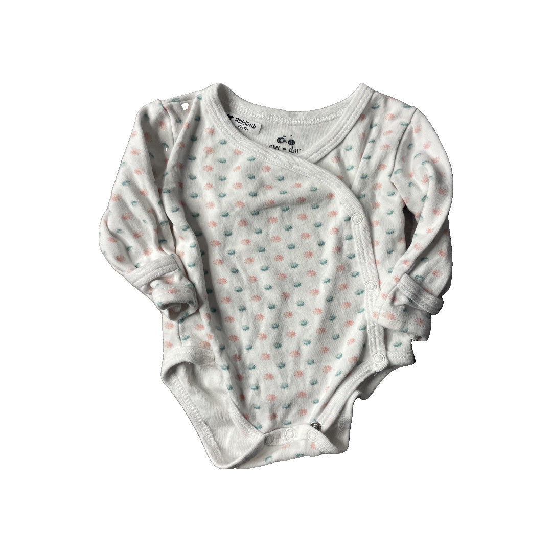 asher and olivia Girls White | light green | pink Onesie Size: 3 months White | light green | pink