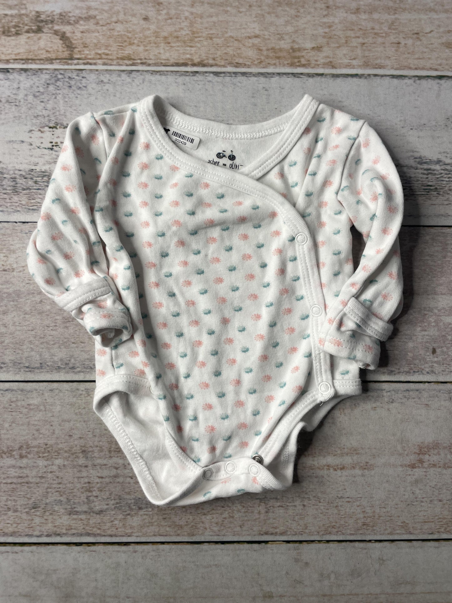 asher and olivia Girls White | light green | pink Onesie Size: 3 months White | light green | pink