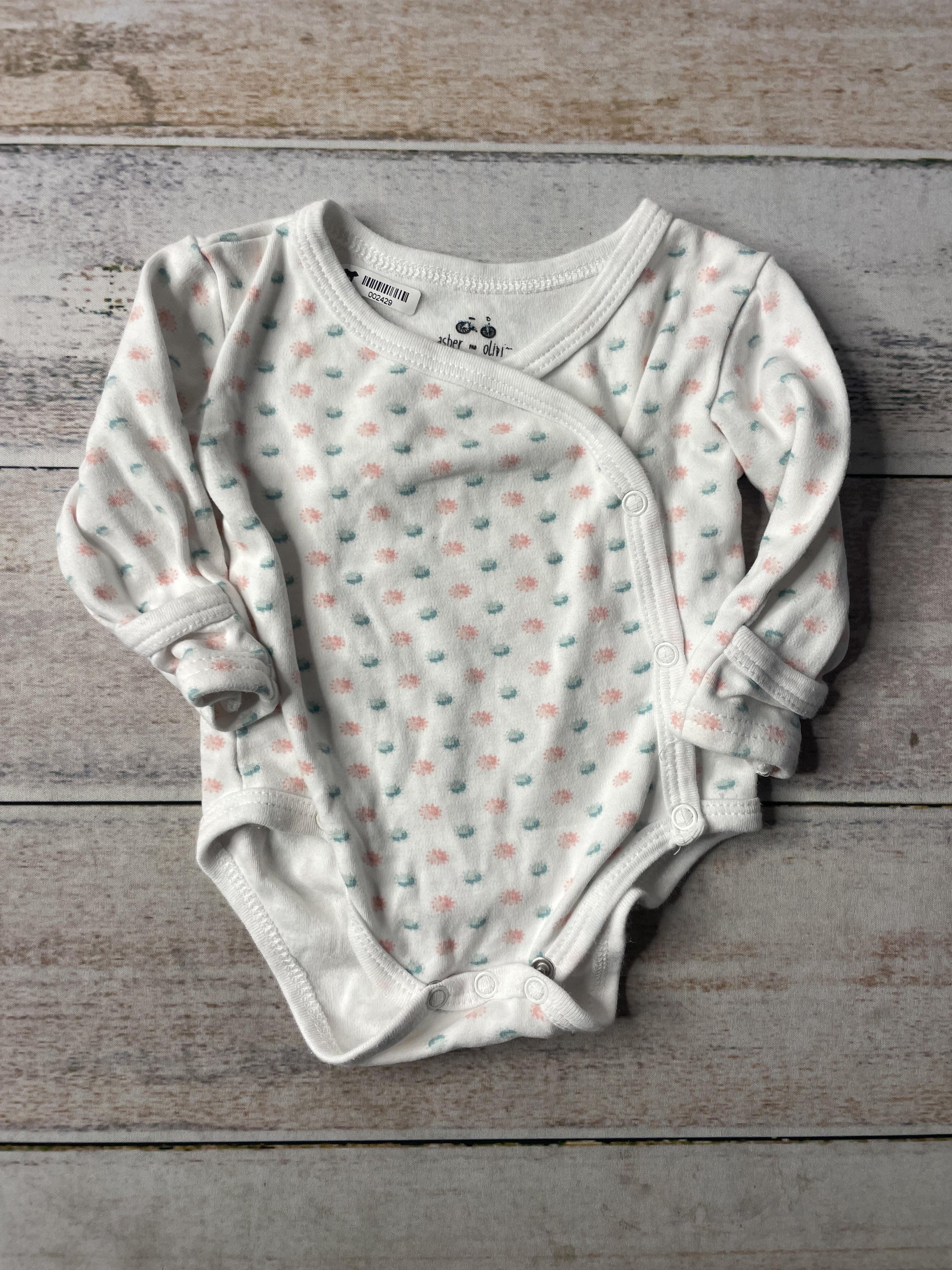 asher and olivia Girls White | light green | pink Onesie Size: 3 months White | light green | pink