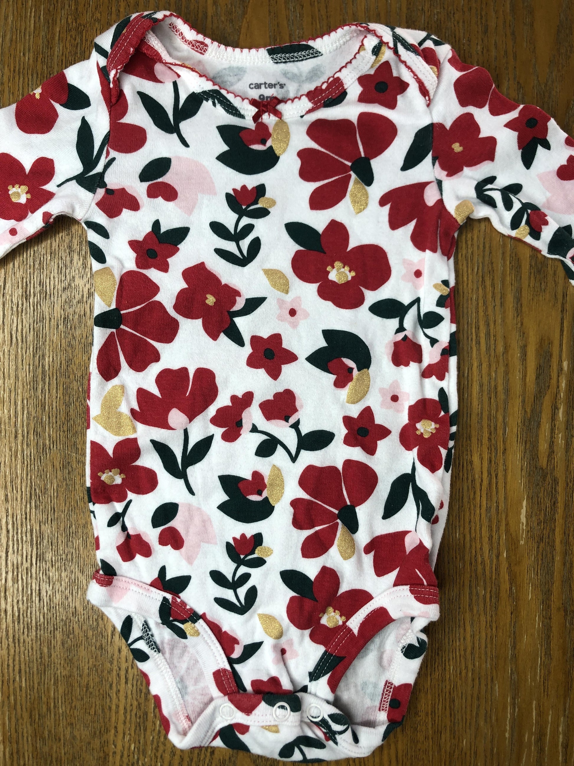 Carters Girls White | light green | Red Onesie Size: 9 months White | light green | Red