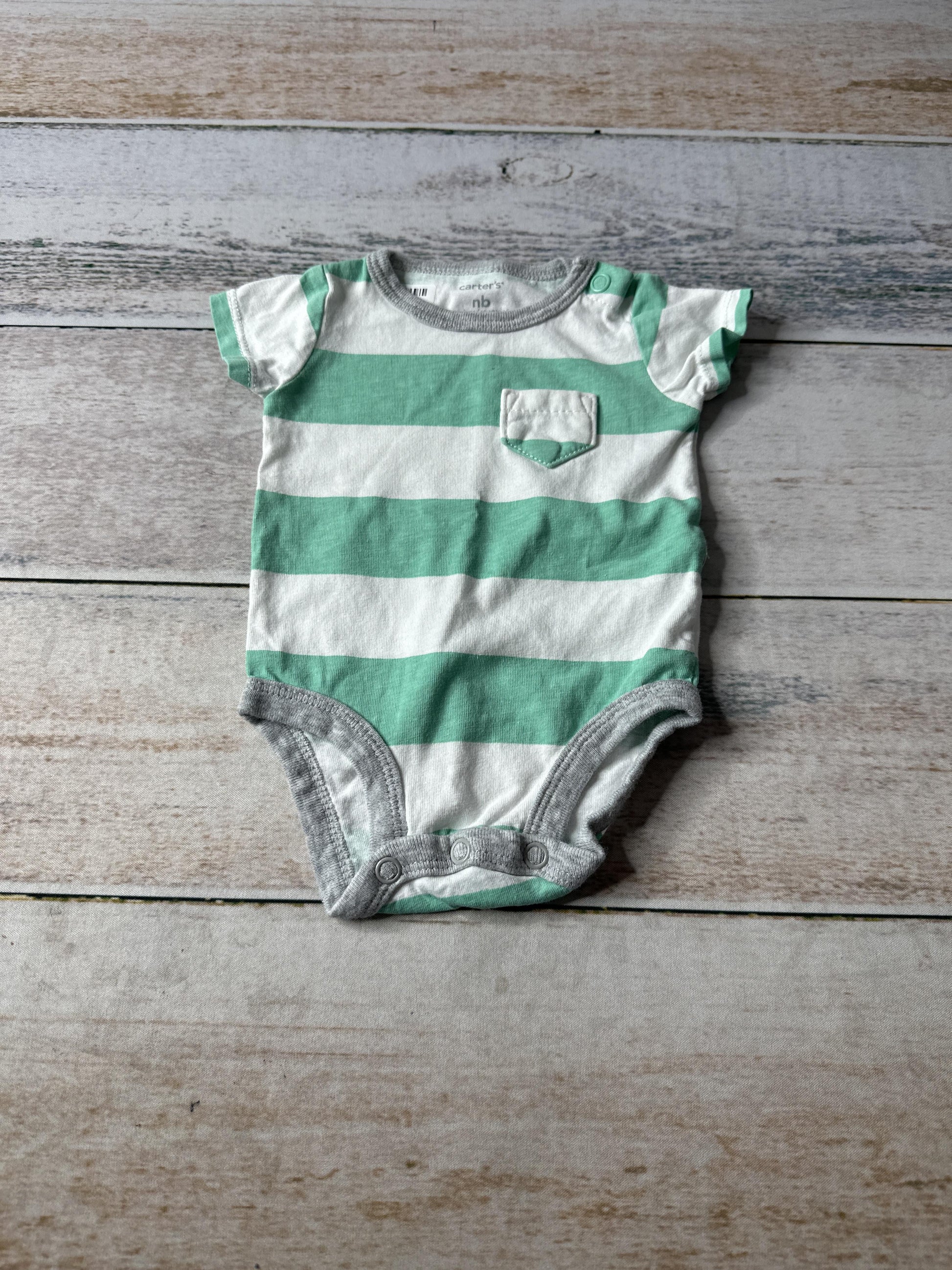 Carters Boys White | light green | Stripe Onesie Size: Newborn White | light green | Stripe