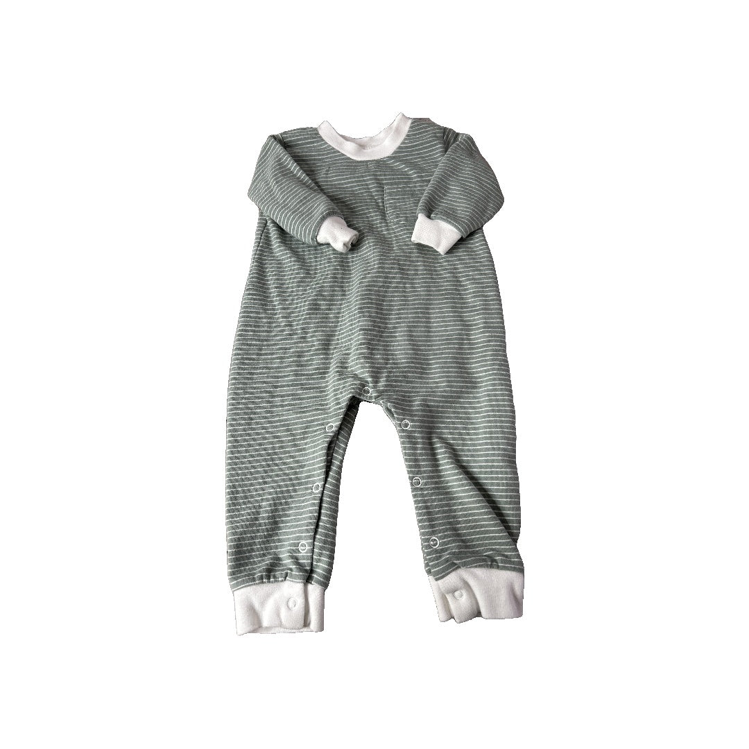 Unisex White | light green | Striped Long Sleeve Outfit Size: 6-12 months White | light green | Striped