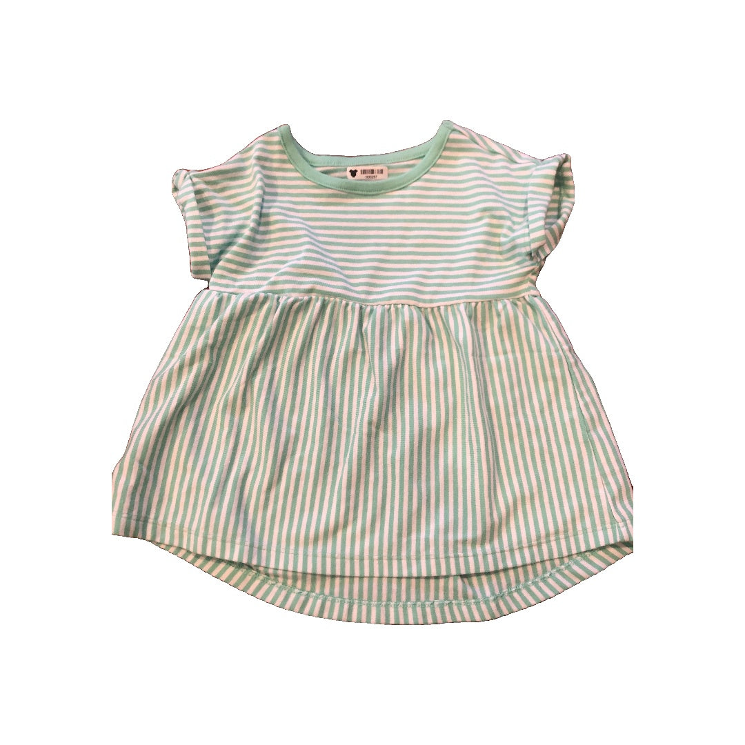 Cat & Jack Girls White | light green | Striped T-Shirt Size: 12M White | light green | Striped