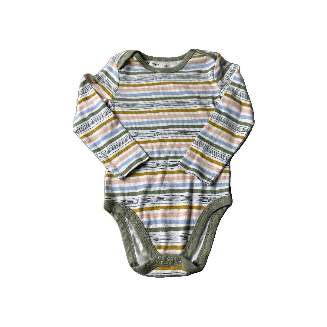 Honest Co Girls White | light green | Yellow | Stripe Onesie Size: 24 months White | light green | Yellow | Stripe