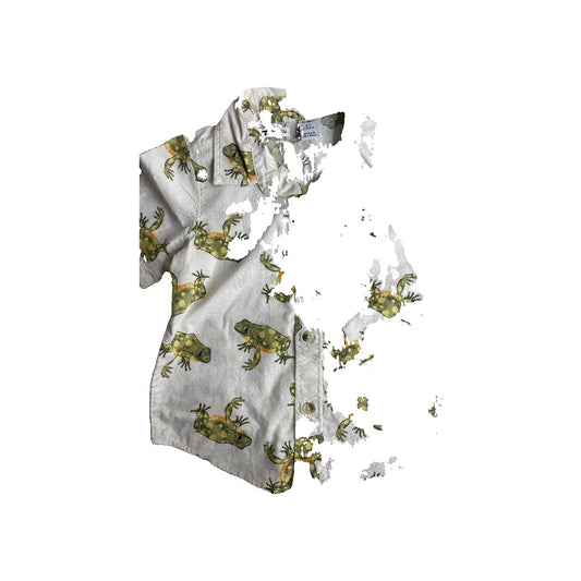 Old Navy Boys White | light green Button Down Short Sleeve Size: 2T White | light green