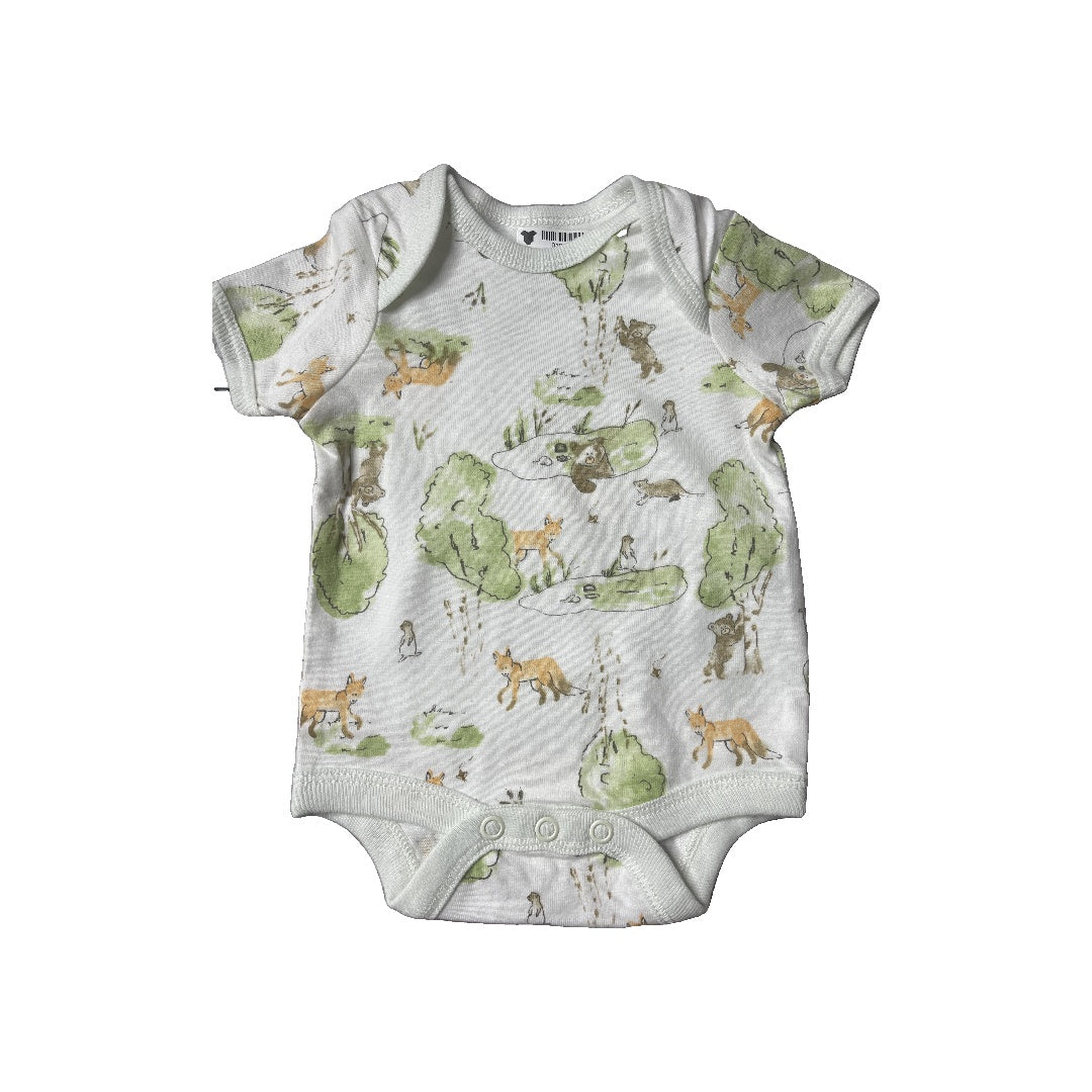 Burt's Bees Unisex White | light green Onesie Size: Preemie White | light green