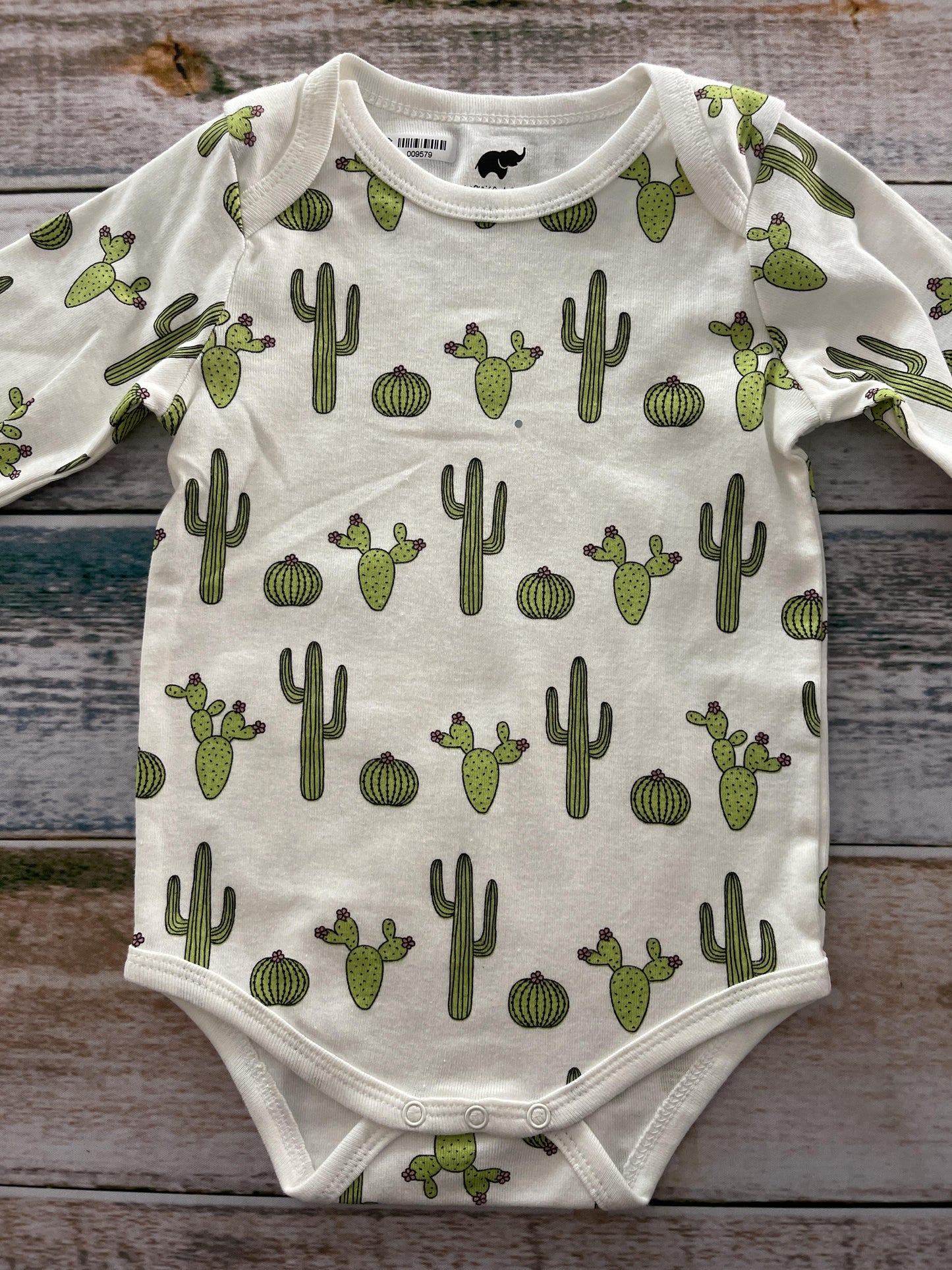 Monica + Andy Unisex White | light green Onesie Size: 9-12 Months White | light green