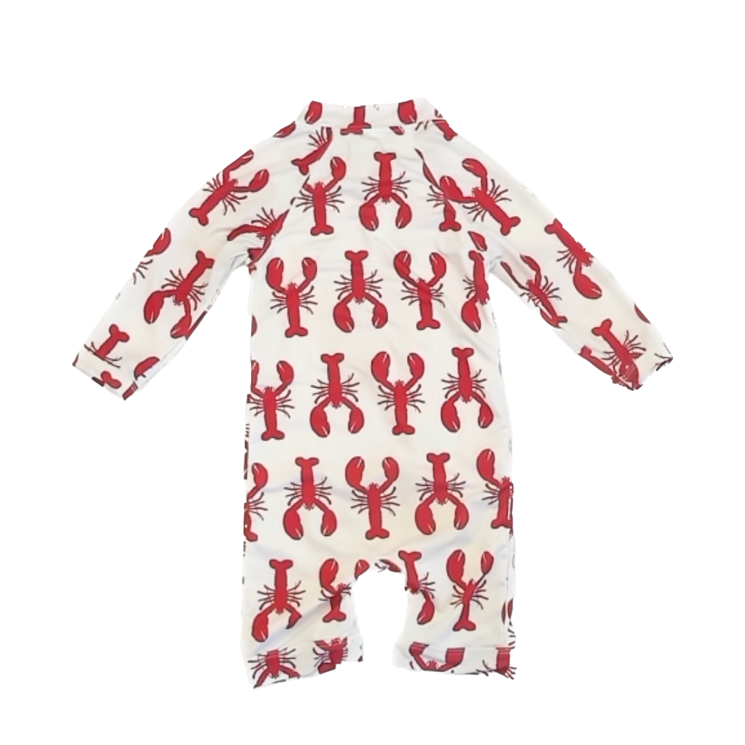 Monica & Andy Unisex White | Lobsters 1-piece Swimsuit Size: 12-18 Months White | Lobsters