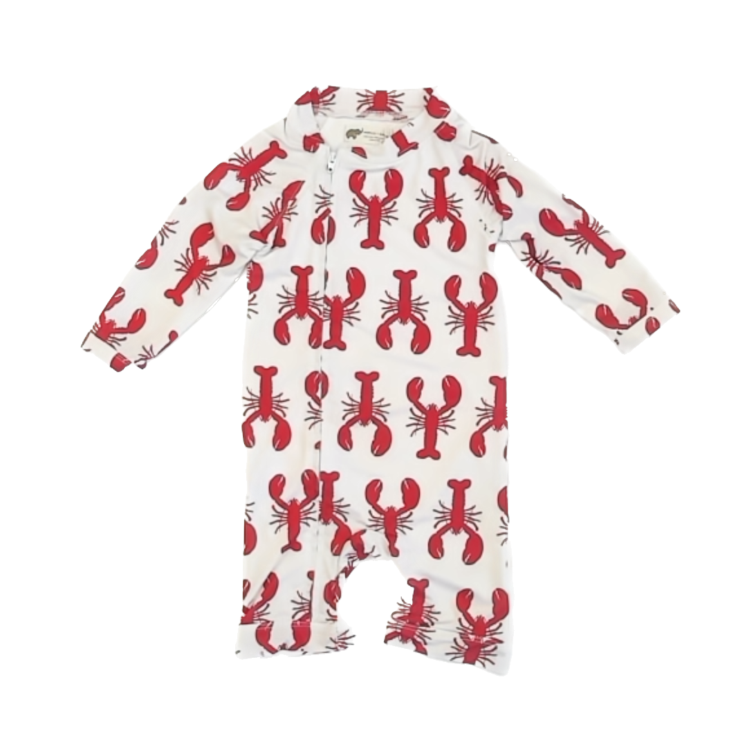 Monica & Andy Unisex White | Lobsters 1-piece Swimsuit Size: 12-18 Months White | Lobsters