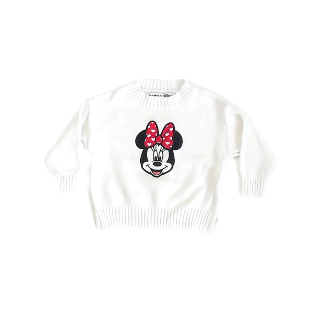 Old Navy x Disney Girls White Minnie Mouse Sweater Size: 18-24 Months White Minnie Mouse