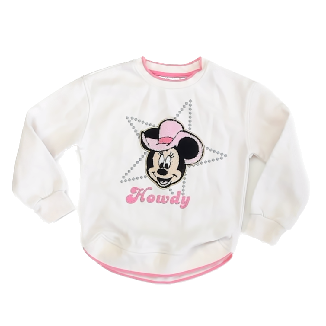 Disney Girls White "Minnie" Sweatshirt Size: 6 Years White "Minnie"