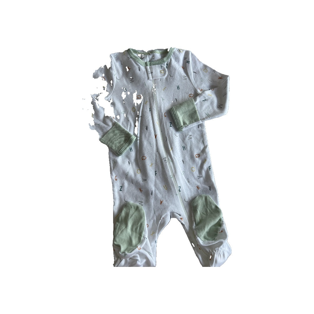 Cloud Island Unisex White | Mint | Pattern Pajamas Size: 6-9 months White | Mint | Pattern