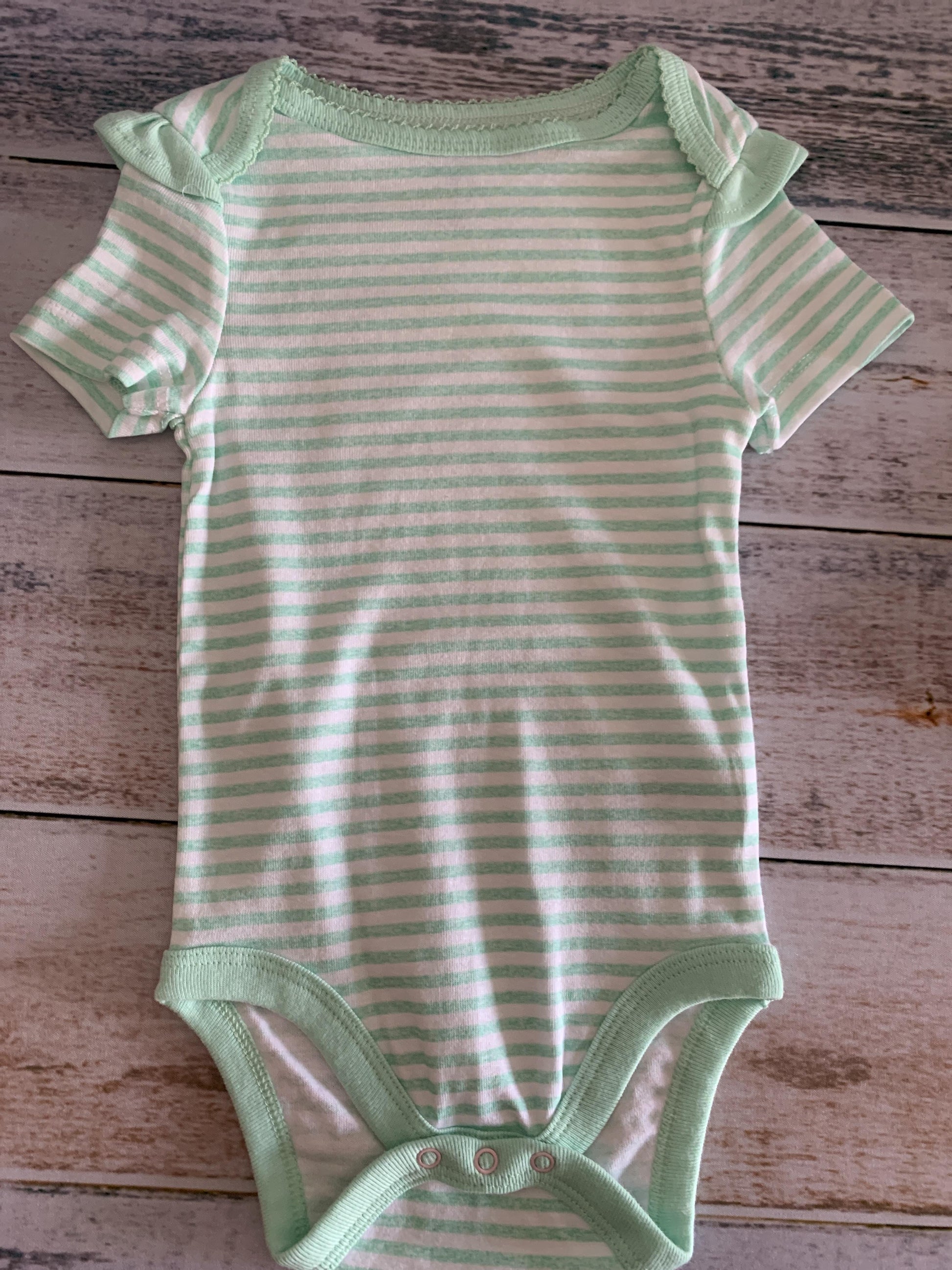 Cloud Island Girls White | Mint | Stripe Onesie Size: 12M White | Mint | Stripe