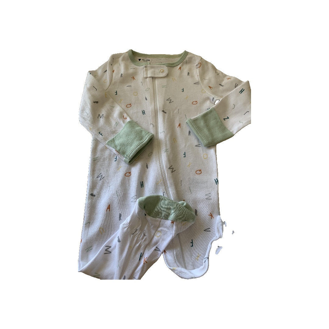 Cloud Island Unisex White | Mint | Words Pajamas Size: 6-9 months White | Mint | Words