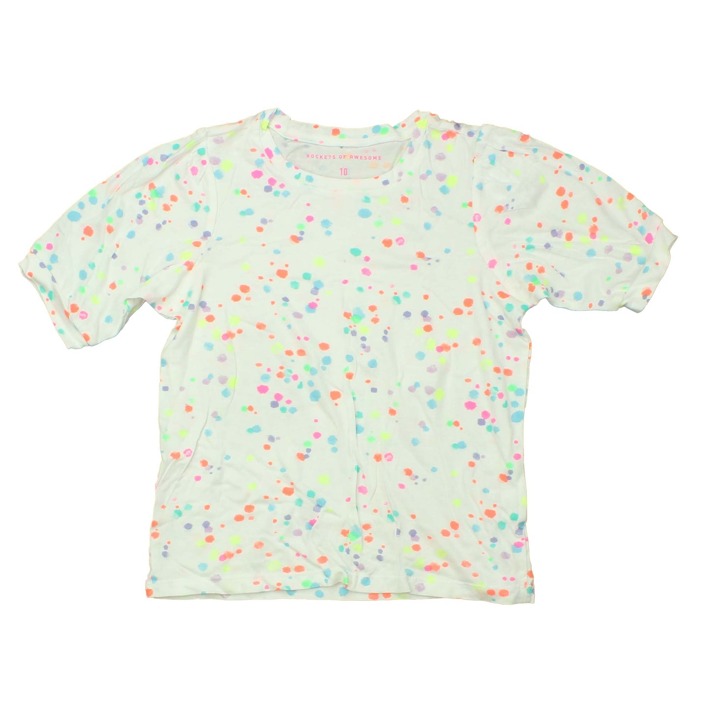 Rockets Of Awesome Girls White | Multi | Dots T-Shirt Size: 10 Years