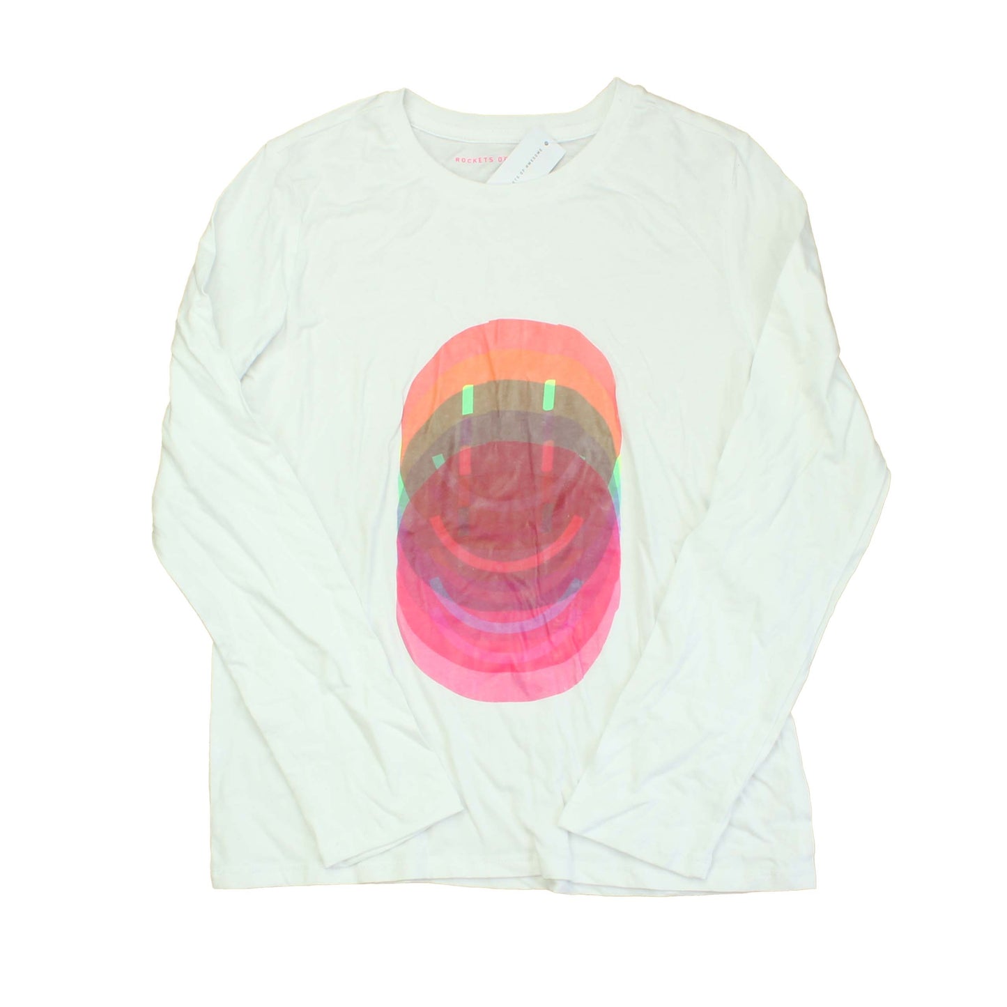 Rockets Of Awesome Boys White | Multi | Smiley Face Long Sleeve T-Shirt Size: 14 Years