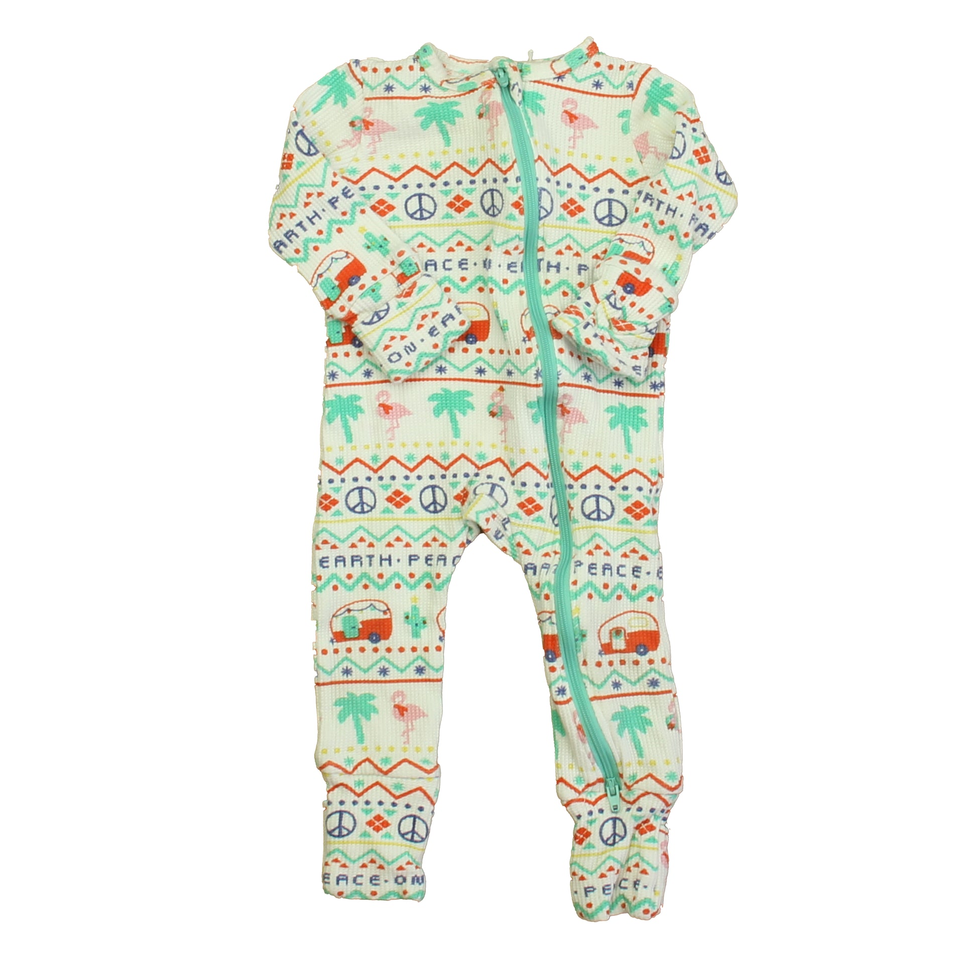 Anger Dear Girls White Multi 1-piece footed Pajamas Size: 3-6 Months White Multi