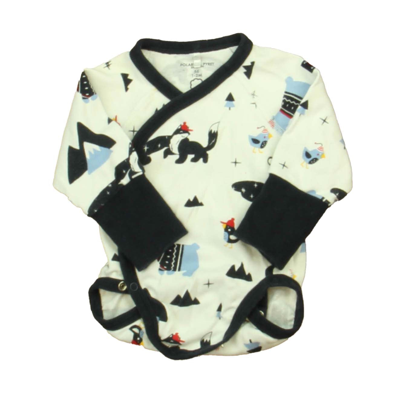 Polarn O. Pyret Boys White | Navy Animals Onesie Size: 1-2 Months White | Navy Animals