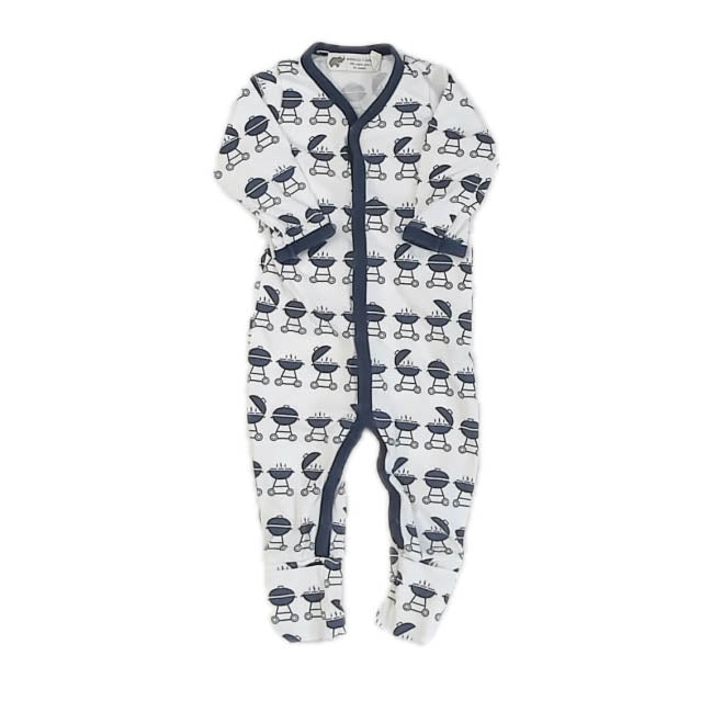 Monica + Andy Boys White | Navy Barbeque Long Sleeve Outfit Size: 0-3 Months White | Navy Barbeque