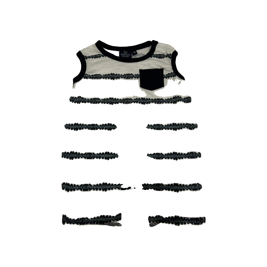 Bear Camp Boys White | Navy Blue | Pattern Romper Size: 18 months White | Navy Blue | Pattern