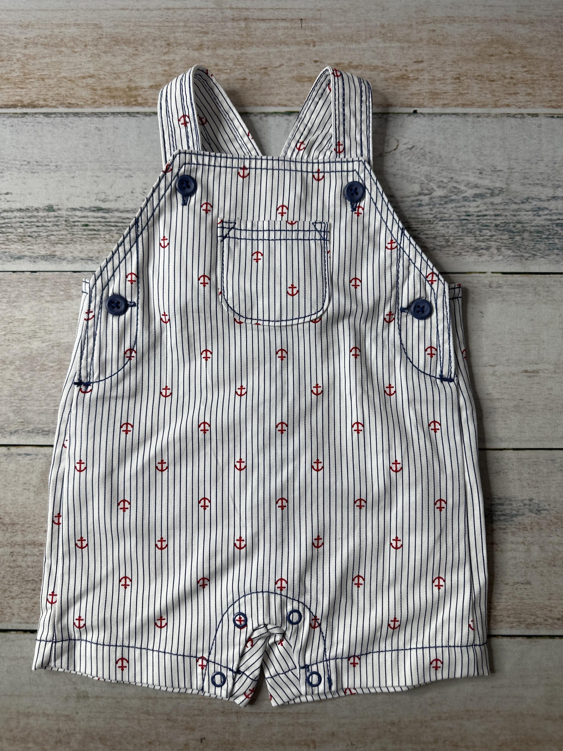Carters Boys White | Navy Blue | Red Overalls Size: 6 months White | Navy Blue | Red