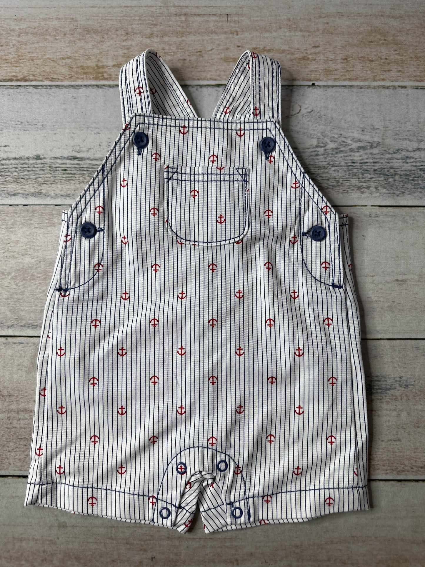 Carters Boys White | Navy Blue | Red Overalls Size: 6 months White | Navy Blue | Red