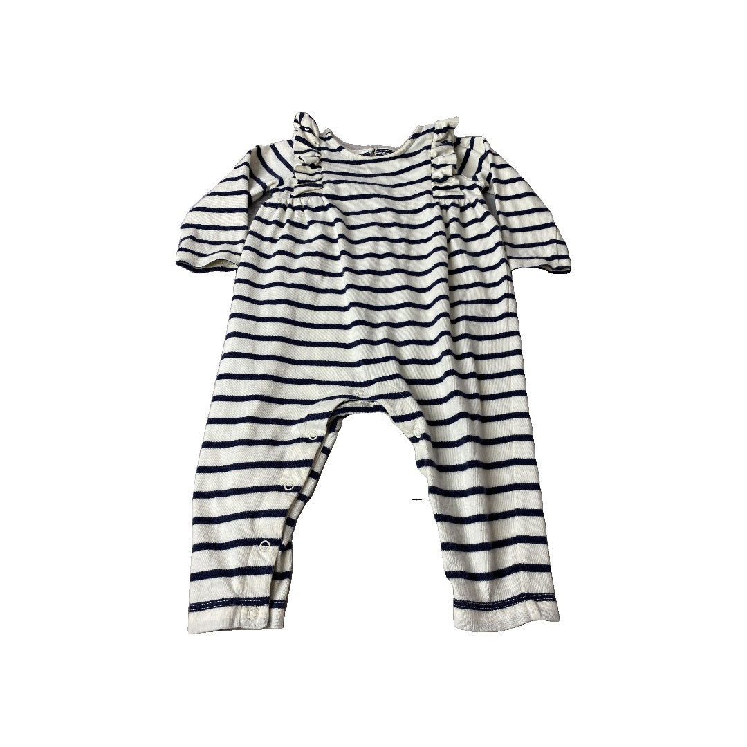 Tea Girls White | Navy Blue | Stripe Long Sleeve Outfit Size: 6-9 months White | Navy Blue | Stripe