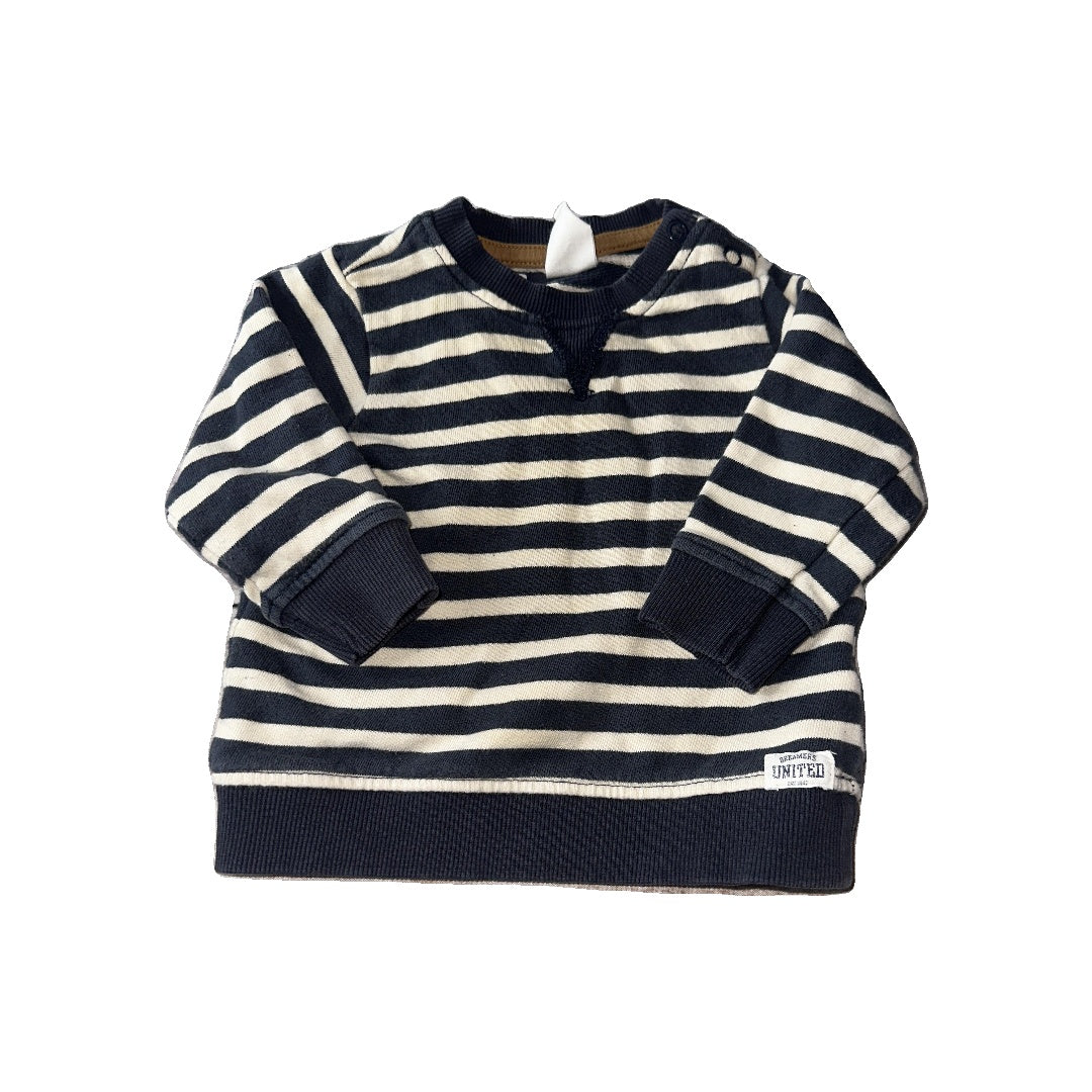 H&M Boys White | Navy Blue | Stripe Sweater Size: 3-6 months White | Navy Blue | Stripe