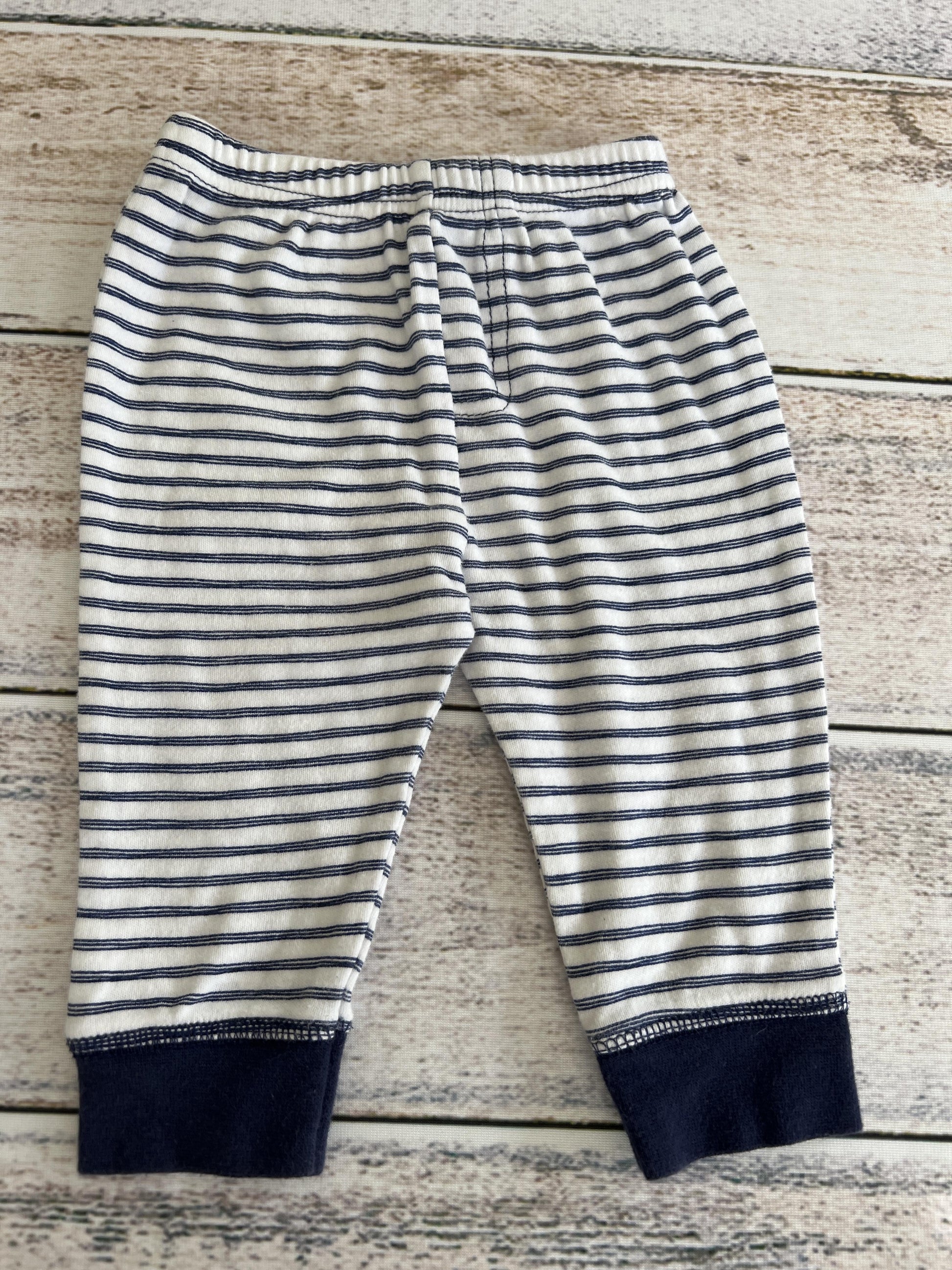Loveable Friends Girls White | Navy Blue | Stripe Pants Size: 6-9 months White | Navy Blue | Stripe