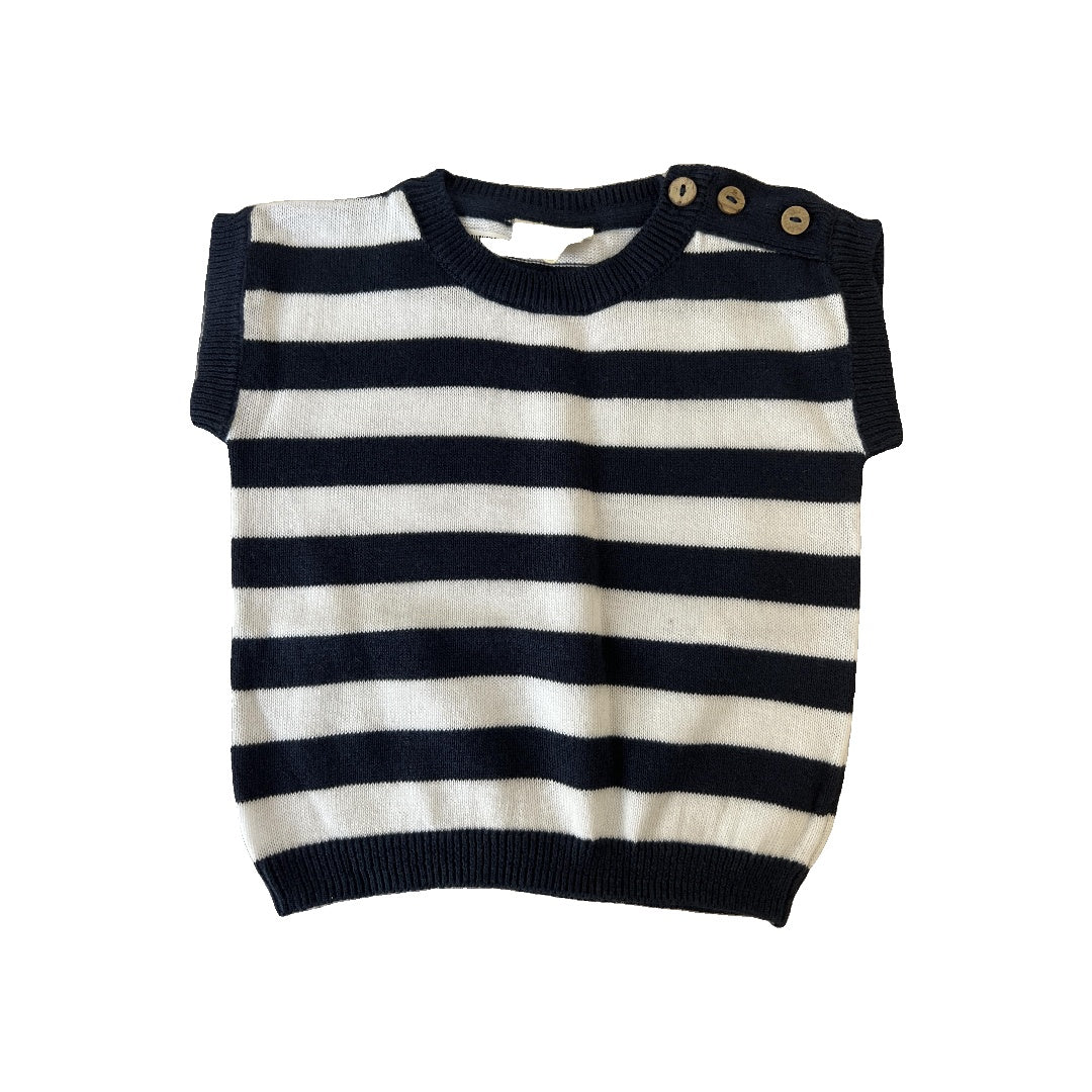 Viverano Boys White | Navy Blue | Stripe Shirt Size: 6-12 months White | Navy Blue | Stripe
