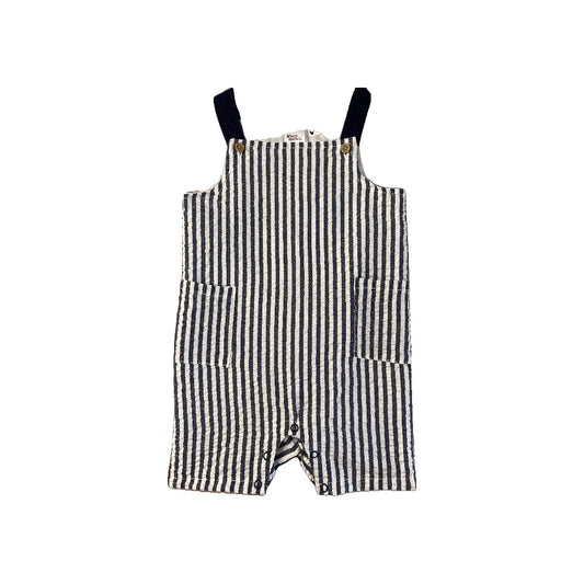 Baby Starters Boys White | Navy Blue | Stripe Overalls Size: 12 months White | Navy Blue | Stripe