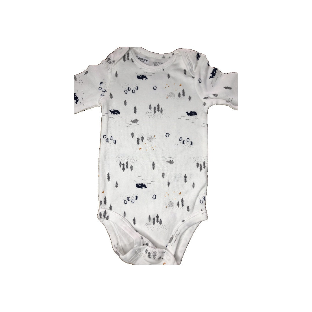 Carters Unisex White | Navy Blue Onesie Size: 6 months White | Navy Blue