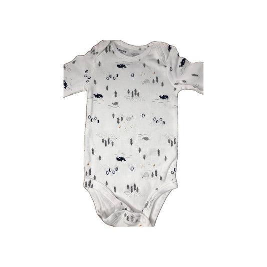 Carters Unisex White | Navy Blue Onesie Size: 6 months White | Navy Blue