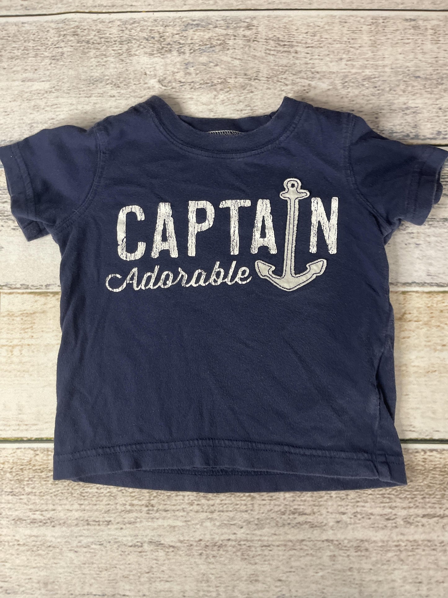 Carters Boys White | Navy Blue T-Shirt Size: 12 months White | Navy Blue
