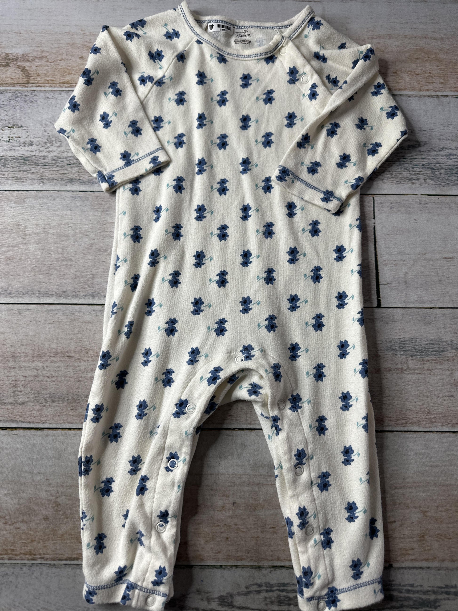 Touched by Nature Unisex White | Navy Blue Long Sleeve Outfit Size: 18-24 months White | Navy Blue