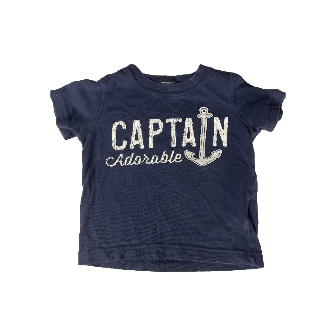 Carters Boys White | Navy Blue T-Shirt Size: 12 months White | Navy Blue