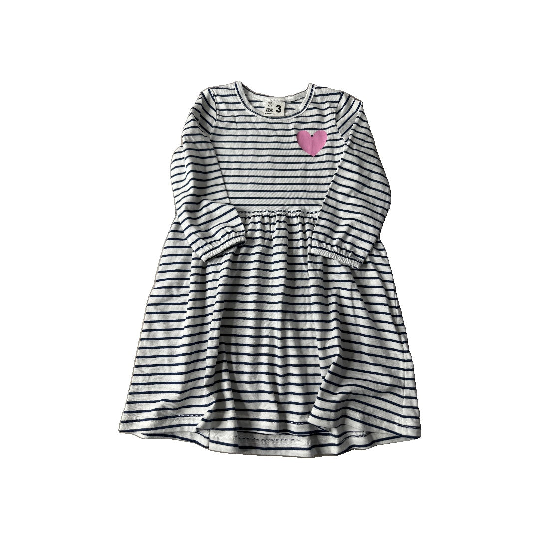 Cotton:on Kids Girls White | Navy Blue Dress Size: 3T White | Navy Blue