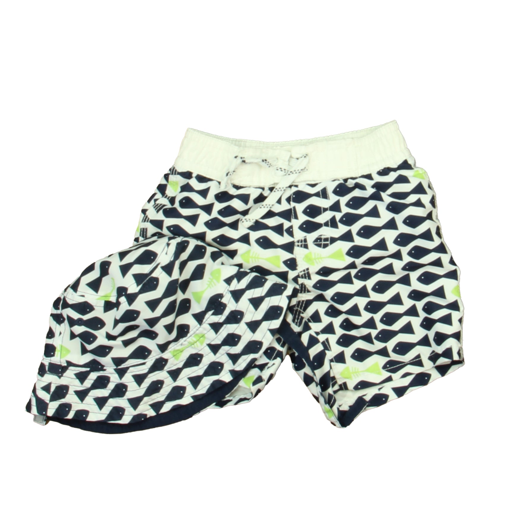 Gap Boys White | Navy Fish Trunks Size: 6-12 Months White | Navy Fish